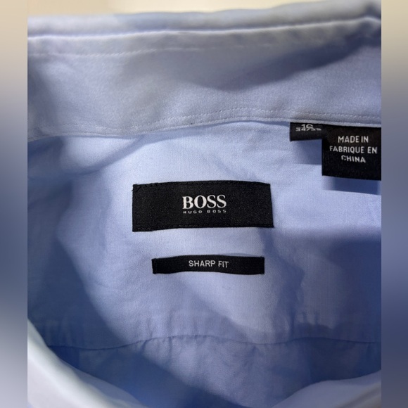 BOSS Sharp Fit Dress Shirts Lot of 2 Blue & White Size 16 34/35 - Picture 4 of 11